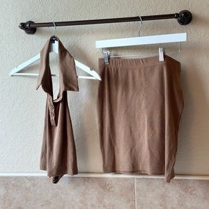 Fashion Nova Brown Two Piece Skirt Set in Large SHIPS FAST #fashionnova